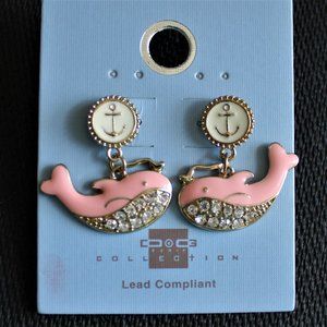 ⭐ 3 for $25 Pink Crystal Whale Earrings